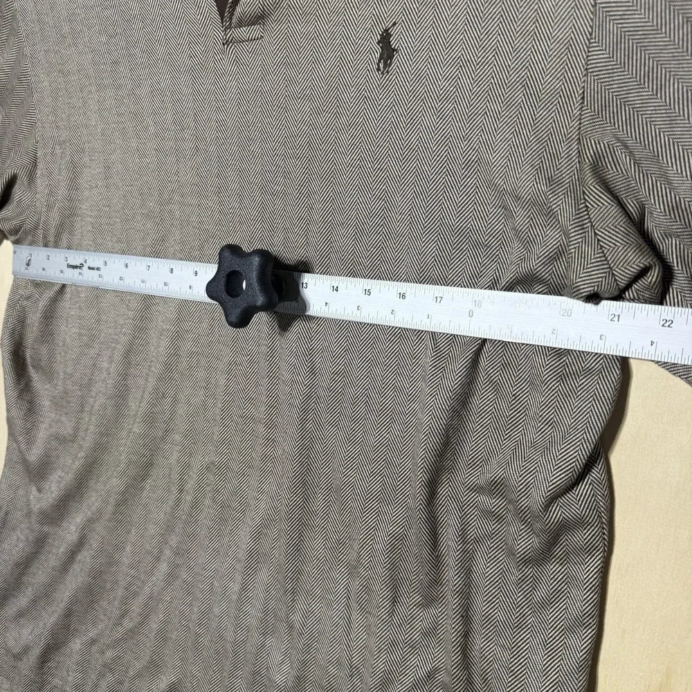 Polo Golf Ralph Lauren Polo Shirt Men's Large Brown Herringbone Cotton